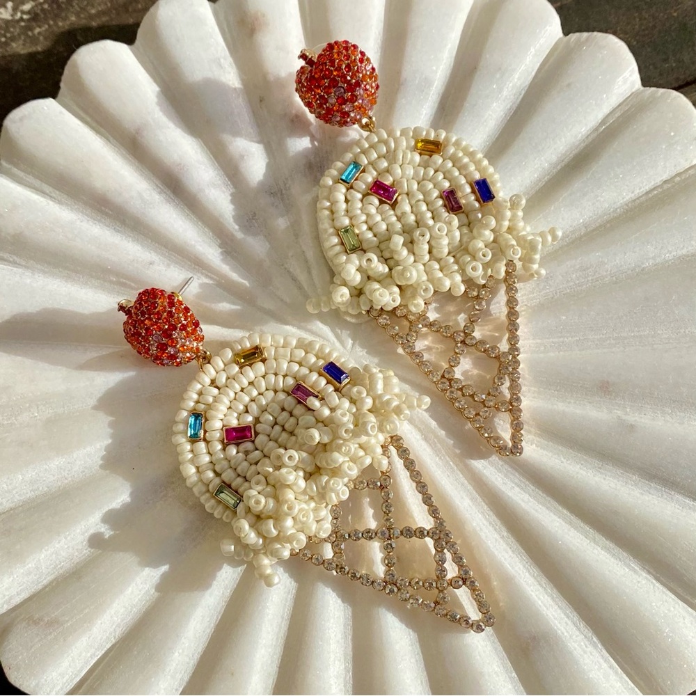 Anthro x Baublebar Beaded Jolie Ice Cream Cone Earrings
